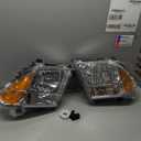 Headlight Assembly Compatible with Nissan 2005-2008 Frontier / 2005-2007 Pathfinder, Halogen Headlamp Replacements Pair Set for 26060EA525 26010EA525, w/o Bulb, Clear Housing Yellow Corner