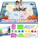 Water Doodle Mat,Kids Painting Mat, Toddlers Drawing Writing Toys,Reusable Coloring Mat, Birthday Christmas Gifts for 3 4 5 6 7 8 Years Old Boys Girls, 40 x 32 Inches (Blue)