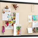 Miratino Large Bulletin Board 23x18 inch with Linen Cork Boards Wall Decor Hanging Pin Wood Framed Display Bulletin Cork Photo Picture Board Light for Room School Office 20-Pushpin Vintage Black