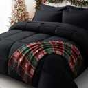 JOLLYVOGUE Queen Comforter Set, Ultra-Soft Bed in a Bag Queen Size 7 Pieces, Oeko-TEX Certified Bedding Set with Down Alternative Comforter, Sheets, Pillowcases & Shams, Black