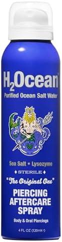 H2Ocean Piercing Aftercare Spray and Keloid Bump Removal– Sea Salt Spray for Body and Facial Piercings – Ear, Nose, Navel, Oral & Body Piercing Cleaner, Aftercare Solution for New Piercings– 4oz