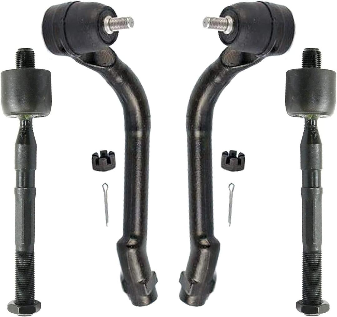 Detroit Axle - Front 4pc Tie Rods for Hyundai Sonata Kia Optima [Excluding Hybrid], Azera Cadenza, 4 Inner & Outer Tie Rod End Links Replacement