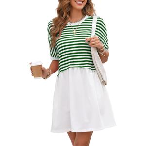 Acelitt Women Casual Summer Short Sleeve Crewneck Striped Dresses Loose Tshirt Dress,S-2XL (S)