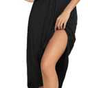 Womens Sleeveless Long Nightgown Wide Strap Chemise Summer Loose Sleepshirt (Large, Black)