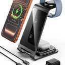 Intoval Aluminum 3 in 1 Wireless Charging Station for iPhone 17 16 15 14 13 12 11 Pro Max XR, Wireless Charger for Apple Watch 11 10 9 8 7 Ultra SE 3 2, Phone Charger for AirPods 4 Pro 2 3 (Grey)