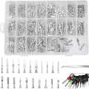 Linkstyle 420PCS Connector Pins Terminal Kit, 21 Types Automotive Car Electrical Wire Terminal 1/1.5/1.8/2.2/2.8/3.5mm Non-insulated Plug Male Female Crimp Seals Wire Connectors w/18pin Extractor Tool