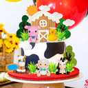 DRWATE Farm Animal Cake Topper Cow Cake Decorations with Cow Pig Horse Sheep Chicken for Baby Shower Farm Birthday Party Supplies (Clay)