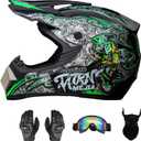 ATV Offroad Helmet Motocross Helmet Motorcycle Helmet with Gloves Goggles Mask for Men Women Adult Youth DOT/FMVSS 218 Approved (Large, Black)