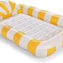 FUNBOY Tanning Pool Lounger Float, XL 72'' x 48'' Pool Float with Custom Pillow and Large Cup Holder, Perfect for Pool or Backyard. (Yellow)
