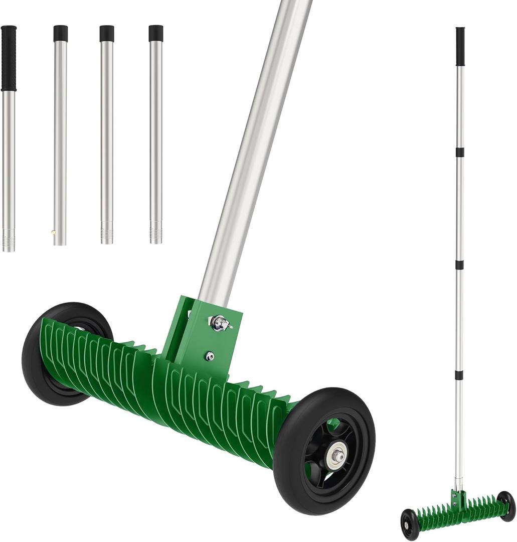 Lawn Thatch Rake, 15-Inch Steel Dethatching Tool, Adjustable 0-15 Angle and 38-68 Inch Length, Heavy-Duty Yard Rake for Dead Grass Removal and Lawn Care (Green) Lawn Thatch Rake, 15-Inch Steel Dethatching Tool, Adjustable 0-15 Angle and 38-68 Inch Length, Heavy-Duty Yard Rake for Dead Grass Removal and Lawn Care (Green)