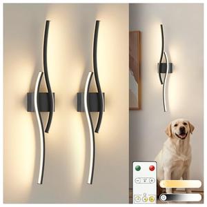 L LOHAS LED Battery Operated Wall Sconces Set of 2, Battery Wall Sconce 7200mAh, Black Rechargeable Sconces 3000K, 31.6 Inch Dimmable Wireless Wall Lights, Sconce Wall Decor for Bedroom, Living Room