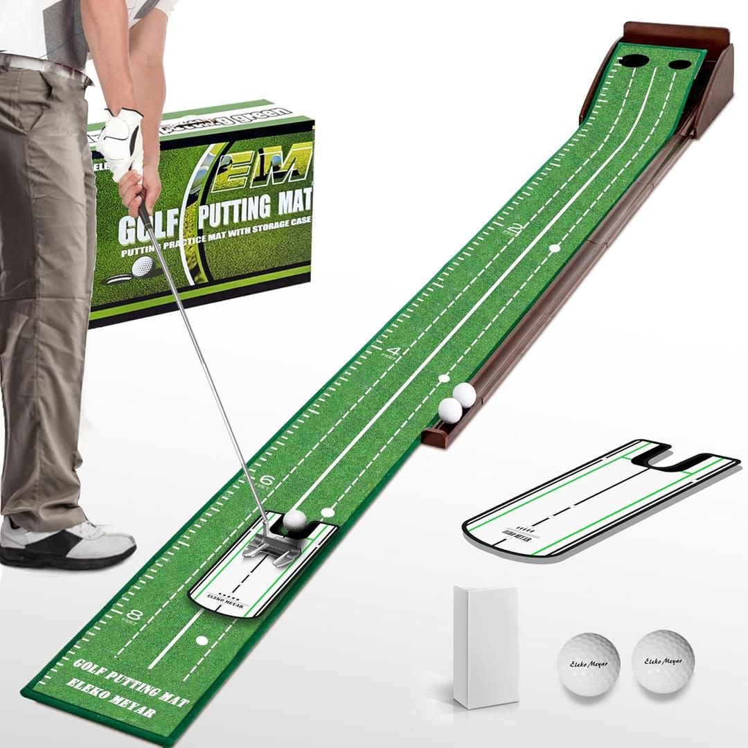 Putting Green Putting matt for Indoors Golf Putting Mat - Indoor Putting with Ball. Putting matt for Golf Practice, Portable and Easy to Clean. Great Gift