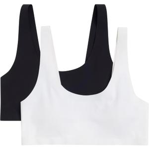 Hanes Girls' Bonded Comfort Bra 2-Pack (Large, White/Black)