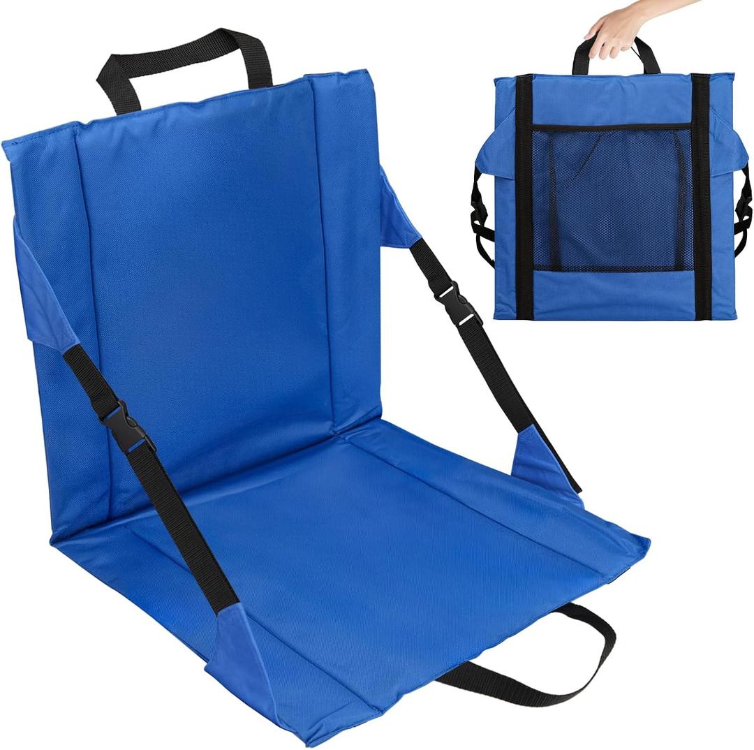 Folding Stadium Seat Cushion with Backrest, Portable Bleacher Pad for Camping,Lightweight Chair with Backrest for Outdoor Sports and Concerts, 15x15x4.5 inches