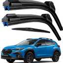 Dual Rubber Blade Windshield Wipers for 2025 2024 2023 2022 2021 2020 2019 2018 Subaru Crosstrek/Impreza 2017-2025 Automotive Replacement Wiper Blades 26"/16"/12" Rear Wiper (Set of 3) Top Lock