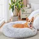 WESTERN HOME WH Calming Dog & Cat Bed, Anti-Anxiety Donut Cuddler Warming Cozy Soft Round Bed, Fluffy Faux Fur Plush Cushion Bed for Small Medium Dogs and Cats (20"/24"/27"/30")