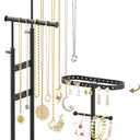 Alsonerbay Jewelry Organizer Stand, Necklace Holder Stand with Height Adjustable Design, Rotatable Jewelry Holder for Long Necklaces, Earrings, Jewlery Display and Storage (Carbonized Black and Black)