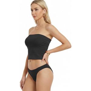 MixMatchy Women's Tube Top with Built-in Bra, Double Layered Strapless Bandeau Top, Y2K Side Ruched Casual Tops (Medium, Black)