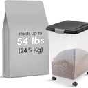 IRIS USA Airtight Dog Food Storage Container, Up to 54 lbs, Attachable Wheels, For Dog Cat Bird and Other Pet Food Storage Bin, Keep Fresh, Translucent Body, Easy Mobility, Black