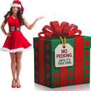 Jetec 4 ft Christmas Gift Box Cardboard Cutout Stand-up Christmas Winter Holiday Party Decoration Life Size Xmas Backdrops Photo Props Stand-up for Xmas Winter Holidays Decor Supply