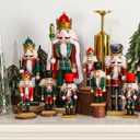 Syhood 9 Pcs Christmas Wooden Nutcracker Ornaments Nutcracker Christmas Decor Christmas Nutcrackers Decorations Collectible Nutcracker Figures Wooden Nutcracker Soldier for Table Desktop Fireplace