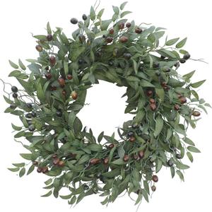 Olive Wreath 26 Inch Wreaths for Front Door with Purely Handmade Realistic Dense Olive Leaf Olive Berry, Elegant Home Decor Wreath Ideal for Front Door, Hallways, Any Area You Want to Brighten