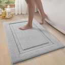LUMI Ultra Soft Bathroom Rugs Non Slip with Rubber Backing, Absorbent Washable Bath Mat Quick Dry, Upgraded Premium Microfiber Plush Carpet for Bathtub and Shower Floor, Grey, 16x24
