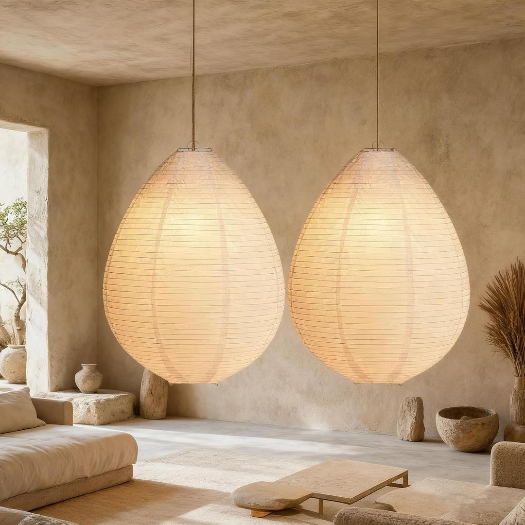2CS Paper Lantern Light White Hanging Paper Lamp Shade 20 inch Chinese Japanese Lanterns Hanging Lantern Pendent Lantern Shade Interior Decoration