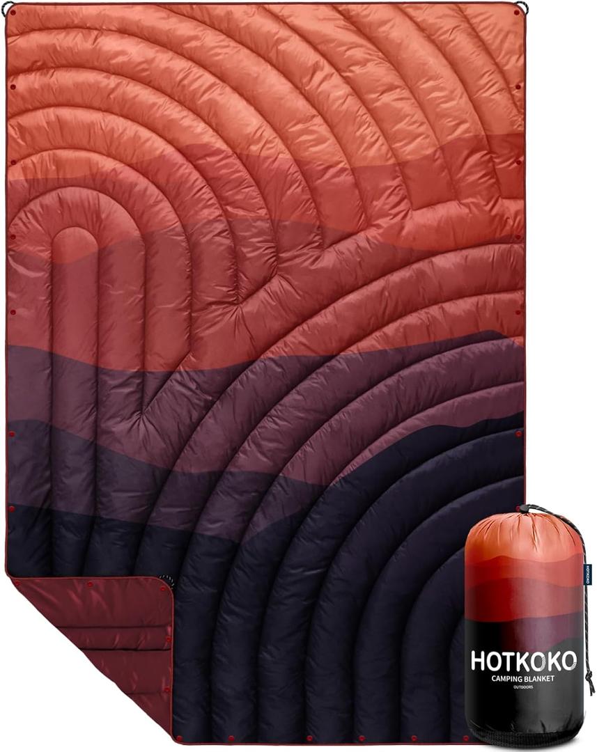 Camping Blanket,Lightweight Puffy Printed Camping Blanket Packable Outdoor Blanket for Camping,Traveling, Stadium, Hiking, Picnics (52x75", Red Sky)