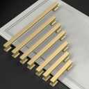 Amerdeco 10 Pack Brushed Gold Cabinet Pulls 7 Inch(177mm) Hole Center Drawer Pulls Cabinet Hardware Kitchen Cabinet Handles for Bathroom ZH00013