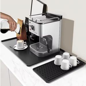 Silicone Coffee Mat 24x16 Heat Resistant Countertop Protector, Non-Slip Kitchen Mat, Food Grade Thick Silicone, Black