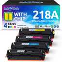218A Toner Cartridge with Chip Compatible Replacement for HP 218A W2180A W2181A W2182A W2183A 218A Toner Works with Color Pro 3201 3201dw MFP 3301 3301cdw 3301fdw 3301sdw Series Printer 4 Pack