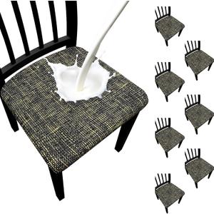 Waterproof Dining Chair Seat Covers Set of 8, Stretch Removable Dining Room Seat Covers for Dining Chairs, Kitchen, Hotel, Party