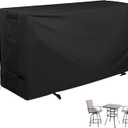 Bar Height Patio Set Cover, Outdoor Bistro Set Cover for High Top Bar Table and Chairs/Outdoor High Stool Bistro Set, Furniture Set Cover for High Top Patio Set of 3 Pieces, Black