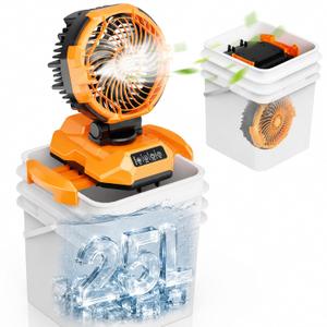 25L Bucket Portable Misting Fan, 30000mAh Rechargeable Battery Powered Oscillating Cooling Fan, Outdoor Fans for Camping, Patio, Adjustable Base for 10-13in Water Tank, Large