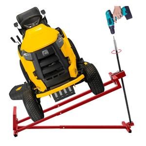 Lawn Mower Lift Jack, TUNTENDO Lifting Platform 882 Lbs Capacity Telescopic Maintenance Jack for Garden Tractors & Riding Lawn Mower with Manual Handle & Power Tool Extension Handle (Red)