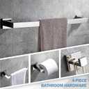 VELIMAX Premium Stainless Steel 4 Pieces Bathroom Hardware Accessories Set Wall Mounted Towel Bar Set, Polished, 24-Inch