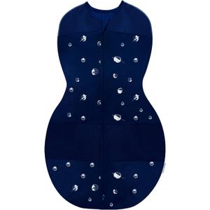 Happiest Baby Sleepea 5-Second Swaddle - 100% Organic Cotton Baby Swaddle Blanket - Doctor Designed Promotes Healthy Hip Development (Midnight Planets, Small)