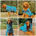 Tuff Pupper Fast Drying Dog Bath Robe | 800 GSM Plush Dog Towel Bathrobe/Dressing Gown | Super Absorbent Pet/Puppy Bathrobe | Adjustable Hood & Belly Strap | Super Soft | Fast Drying (XXL, Blue)