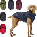 Warm Dog Winter Coat, Dog Cold Weather Jacket with Built-in Harness, Reflective & Adjustable Comfortable Pet Vest, Windproof Apparel for Large Dogs (Navy) (Blue)