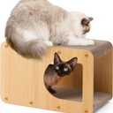 EHEYCIGA Cardboard Cat Scratcher House, 17-Inch Corrugated Cat Scratcher for Indoor Cats, Kitten Scratching Board Pad, Brown