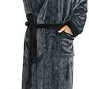 U2SKIIN Mens Hooded Robe, Plush Robes for Men Long Fleece Bathrobe 42-46