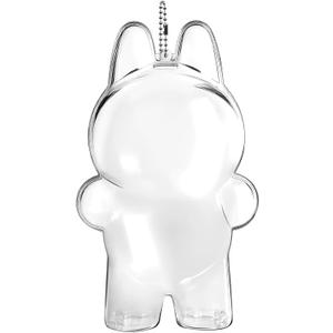 2 x Protective Case for Labubu Standing Figure - Clear PVC Portable Storage Box with Keychain, Dustproof Scratch-Resistant Collector Display (Figure Not Included Style1)