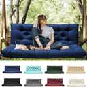 Porch Swing Cushions with Backrest, Replacement Swing Cushions Waterproof for Outdoor Patio Furniture, 2-3 Seater Outdoor Swing Bench Cushions Replacement with Ties (Navy, 60x40 Inches)