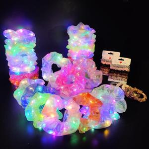 30Pcs Light Up Scrunchies with 18Pcs Satin Elastic Hair Ties, LED Scrunchy for Women & Girls, Glow in the Dark Party Supplies Party Favor Festival Rave Accessories for Neon Outfit Glow Party