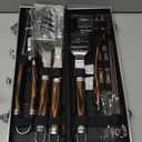 Grilljoy BBQ Accessories Grill Tools Set - 22PCS Stainless Steel Barbecue Grill Accessories for Outdoor Grill with Black Aluminum Case - Christmas Grilling Gifts for Men & Dad -Grill Tools Kit (Flamed Pattern)