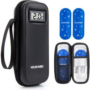 YOUSHARES Insulin Cooler Travel Case with Temperature Display - Refrigerated Medicine Cooling Bag with 2 TSA Approved Ice Pack, Medication Pen Diabetic Supplies Organizer for Trip and Daily
