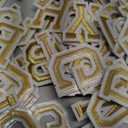 104 Pcs Iron on Letter Alphabet Fabric Patches with Ironed Adhesive Embroidered Decorate Repair A-Z Letter for Bulletin Board School T-Shirts, Jeans, Jackets, Socks, Bags, DIY(Gold)