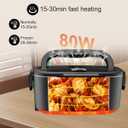Buddew Electric Heated Lunch Box, 80W Fast Heating with Dual 1.5L Food-Grade 304 Stainless Steel, 12V/24V/110V Portable Food Warmer for Car Truck Office Adults, Lonchera Electrica Portatil (Black)
