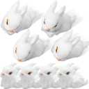 Blueweenly 8 Pack Easter Plush Bunny Set Mini Realistic Cute Rabbits Lifelike Animal Decorations Furry Rabbit Figurine for Easter Home Decor Birthday Gift (White)